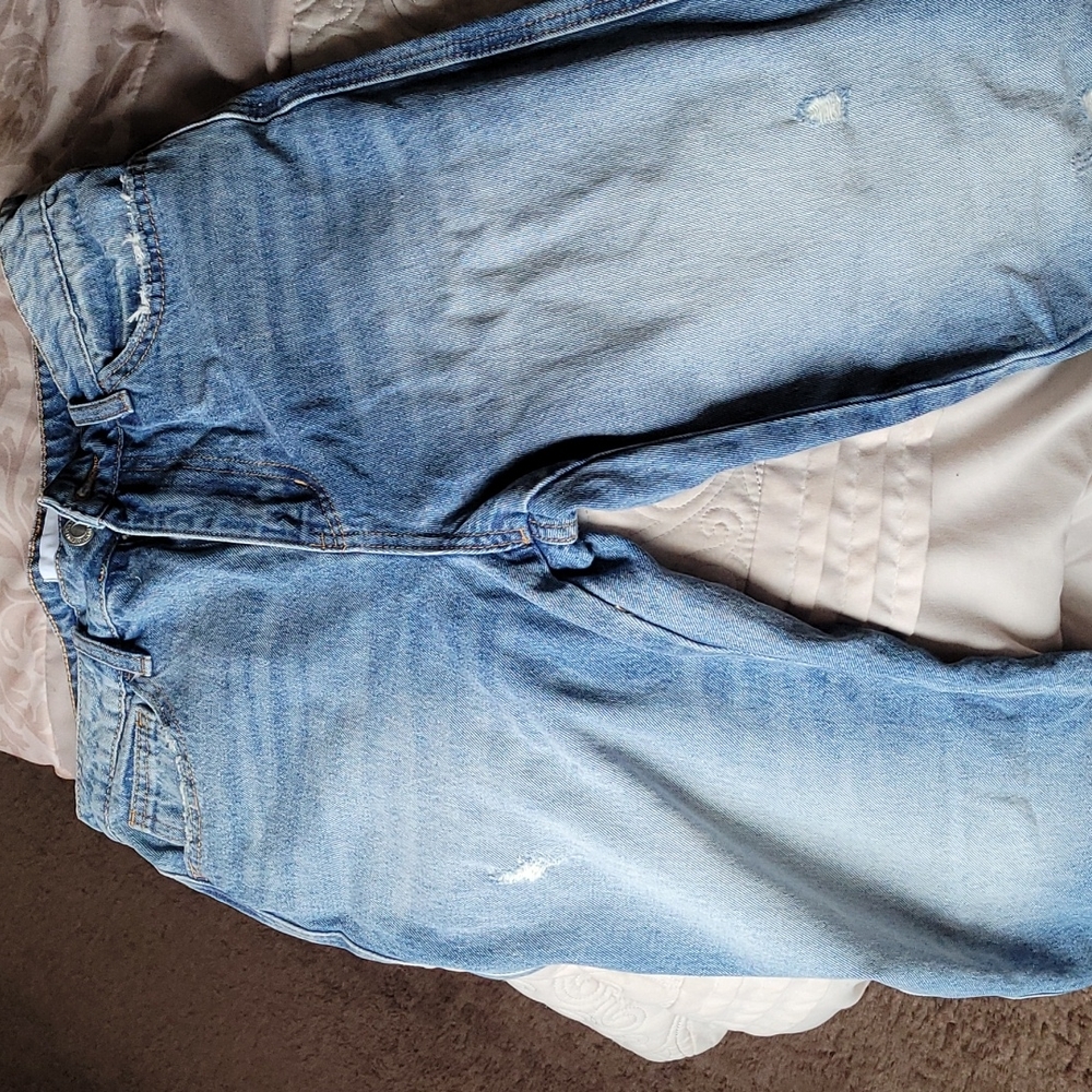 Denim wide leg high rise jeans, W 27